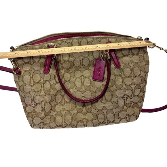 COACH "Kelsey" Handbag Purse Khaki/Dahlia #F36625,As Is staining /discolouration - Picture 13 of 16